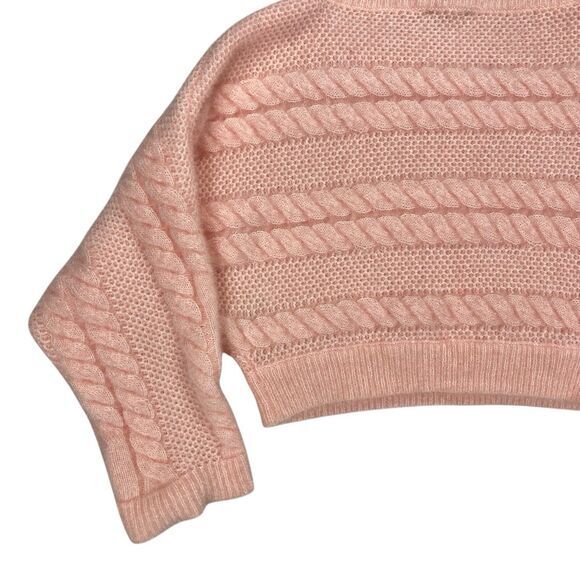 ASOS Crop Sweater Womens 6 Pink Chunky Cable Knit Crew Neck Oversize Winterwear - Picture 8 of 16